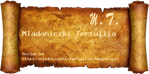 Mladoniczki Tertullia névjegykártya